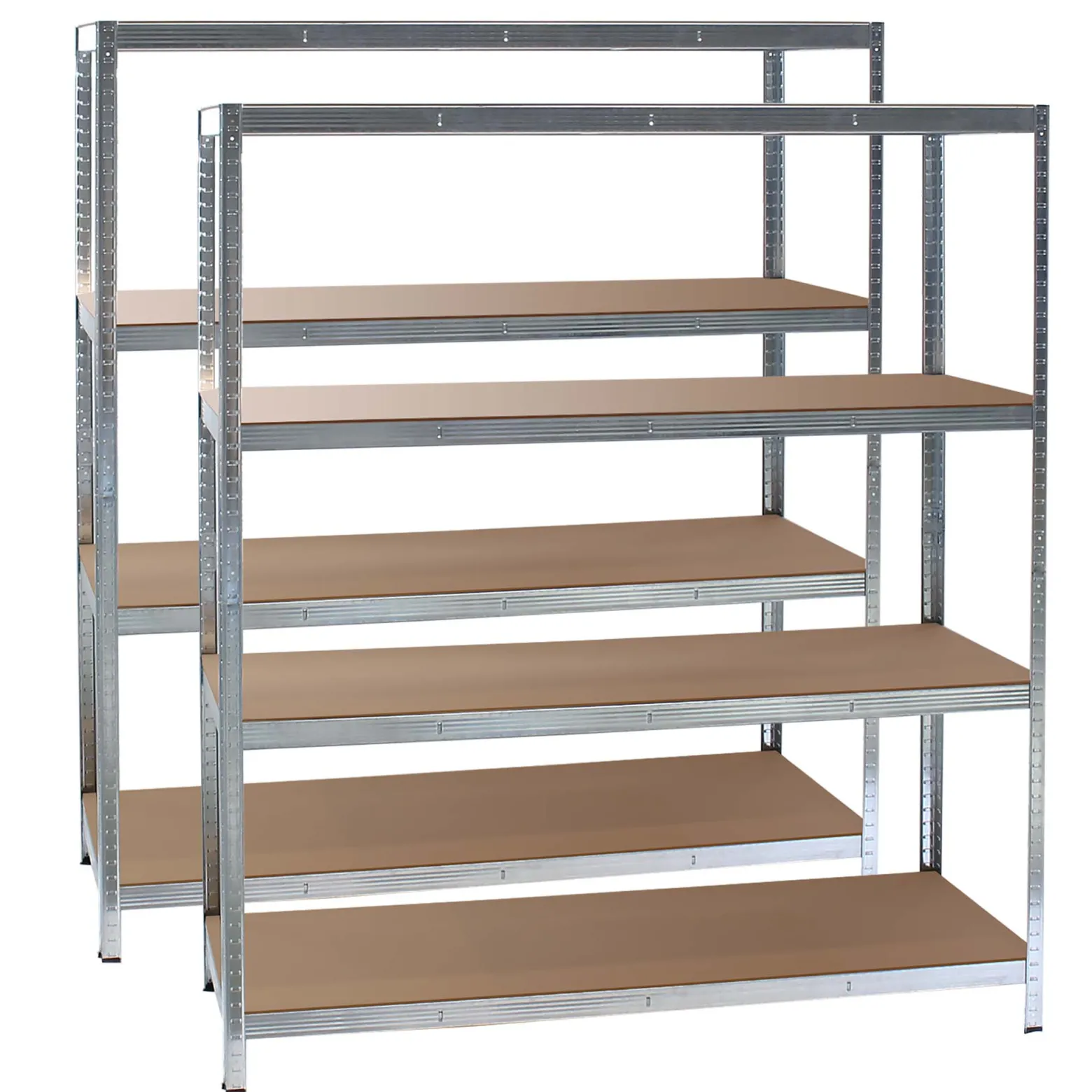 Wiltec Set 2x Schwerlastregal 160x60x180cm, 175kg/Ablage, Steckregal verzinkt aus Stahl, Lastenregal mit 4 Ablagen, Werkstattregal