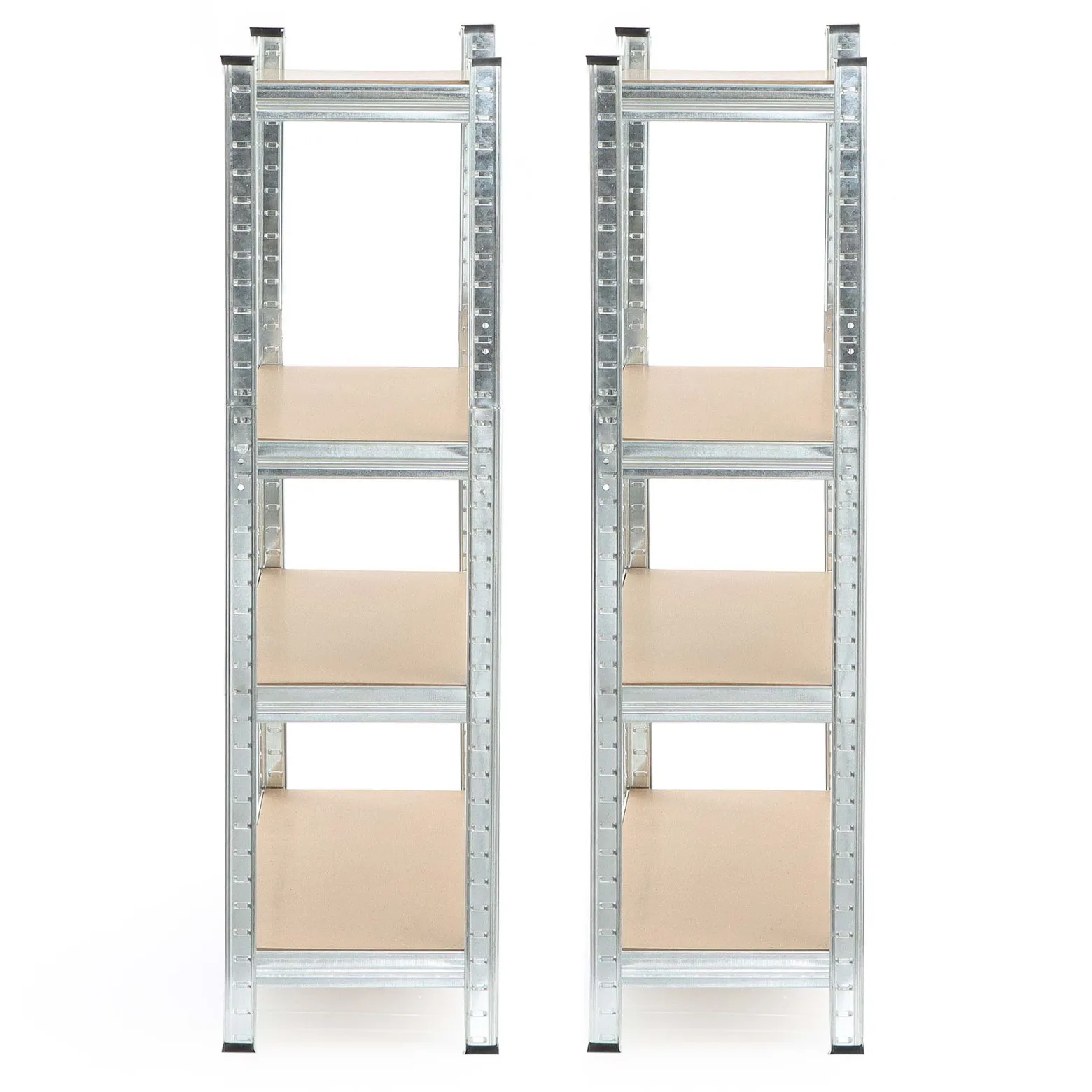 Wiltec Set 2x Schwerlastregal 160x60x180cm, 175kg/Ablage, Steckregal verzinkt aus Stahl, Lastenregal mit 4 Ablagen, Werkstattregal