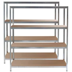 Wiltec Set 2x Schwerlastregal 160x60x180cm, 175kg/Ablage, Steckregal verzinkt aus Stahl, Lastenregal mit 4 Ablagen, Werkstattregal