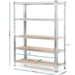 Wiltec Set 2x Schwerlastregal 180x120x40cm, 875 kg Gesamtlast, Steckregal verzinkt aus Stahl, Lastenregal mit 5 Ablagen, Werkstattregal