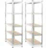 Wiltec Set 2x Schwerlastregal 180x90x40cm, 875 kg Gesamtlast, Steckregal verzinkt aus Stahl, Lastenregal mit 5 Ablagen, Werkstattregal
