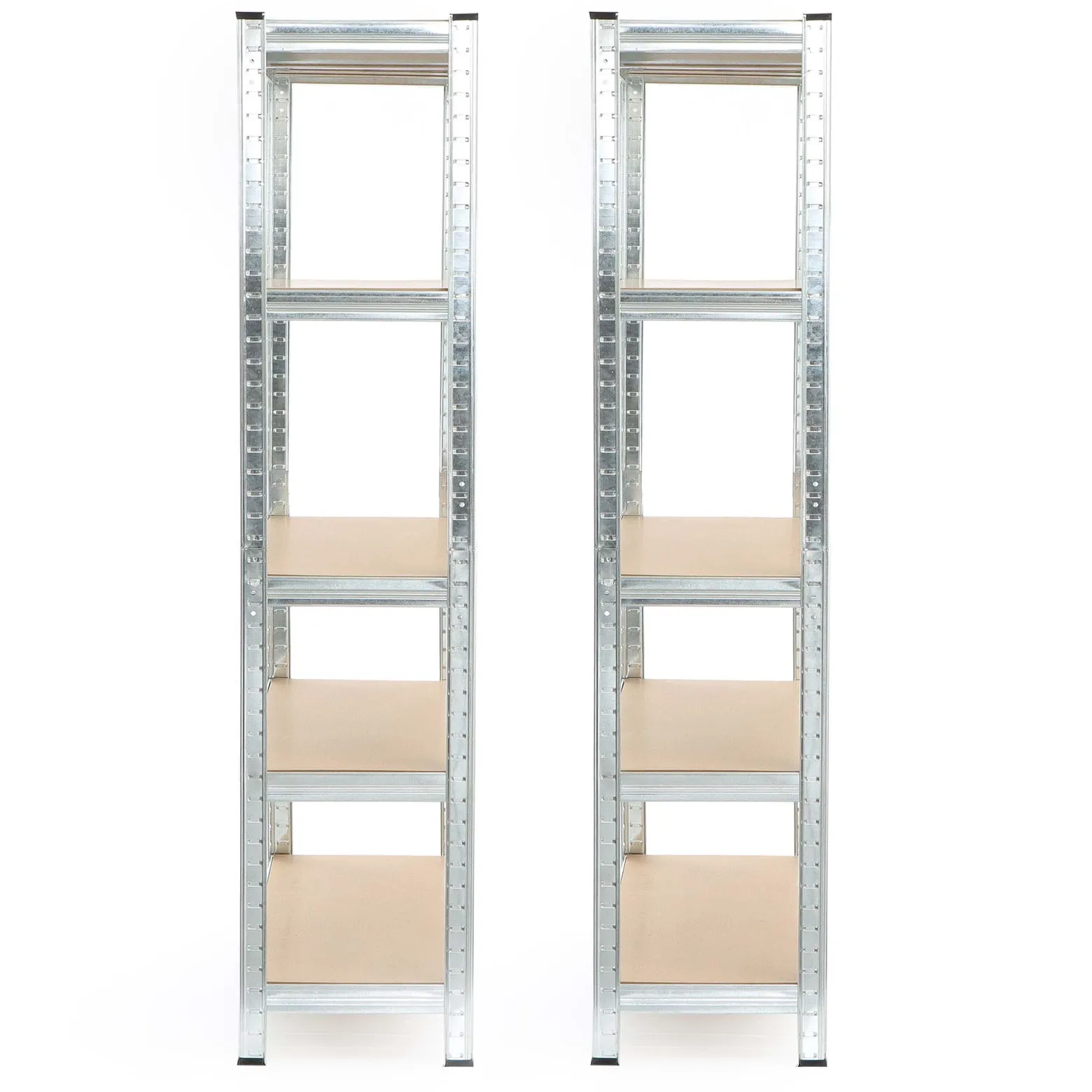 Wiltec Set 2x Schwerlastregal 180x90x40cm, 875 kg Gesamtlast, Steckregal verzinkt aus Stahl, Lastenregal mit 5 Ablagen, Werkstattregal