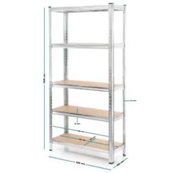 Wiltec Set 2x Schwerlastregal 180x90x40cm, 875 kg Gesamtlast, Steckregal verzinkt aus Stahl, Lastenregal mit 5 Ablagen, Werkstattregal