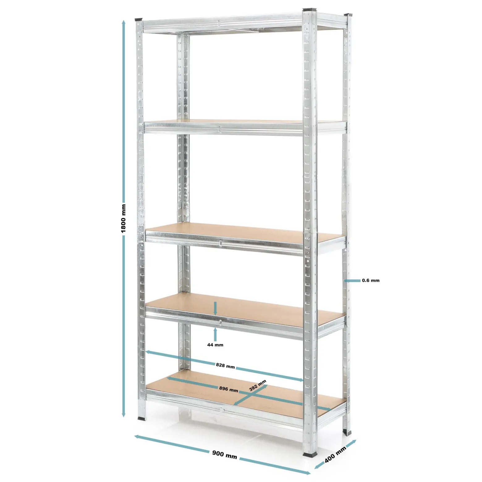 Wiltec Set 2x Schwerlastregal 180x90x40cm, 875 kg Gesamtlast, Steckregal verzinkt aus Stahl, Lastenregal mit 5 Ablagen, Werkstattregal
