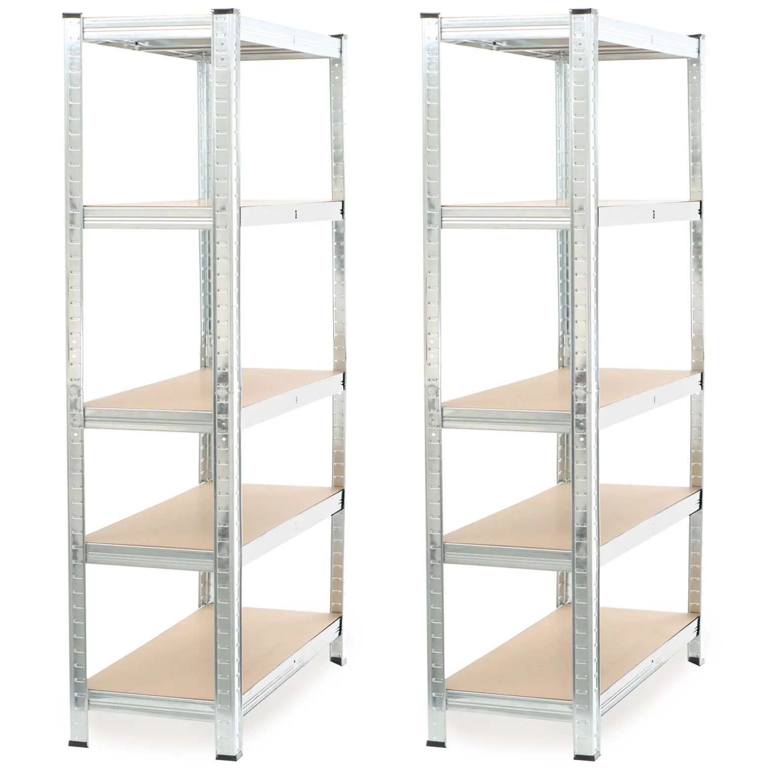 Wiltec Set 2x Schwerlastregal 180x90x40cm, 875 kg Gesamtlast, Steckregal verzinkt aus Stahl, Lastenregal mit 5 Ablagen, Werkstattregal