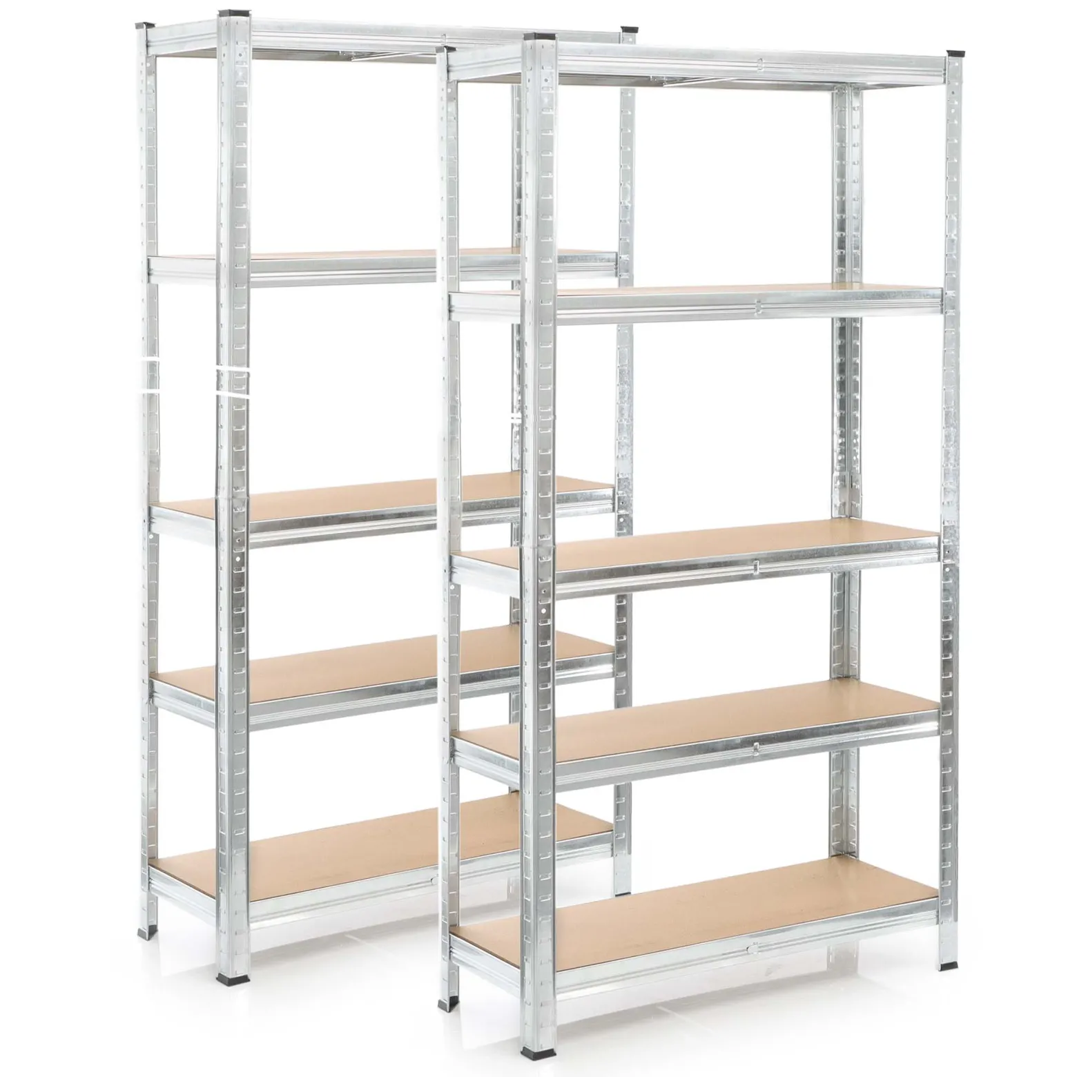 Wiltec Set 2x Schwerlastregal 180x90x45cm, 875 kg Gesamtlast, Steckregal verzinkt aus Stahl, Lastenregal mit 5 Ablagen, Werkstattregal