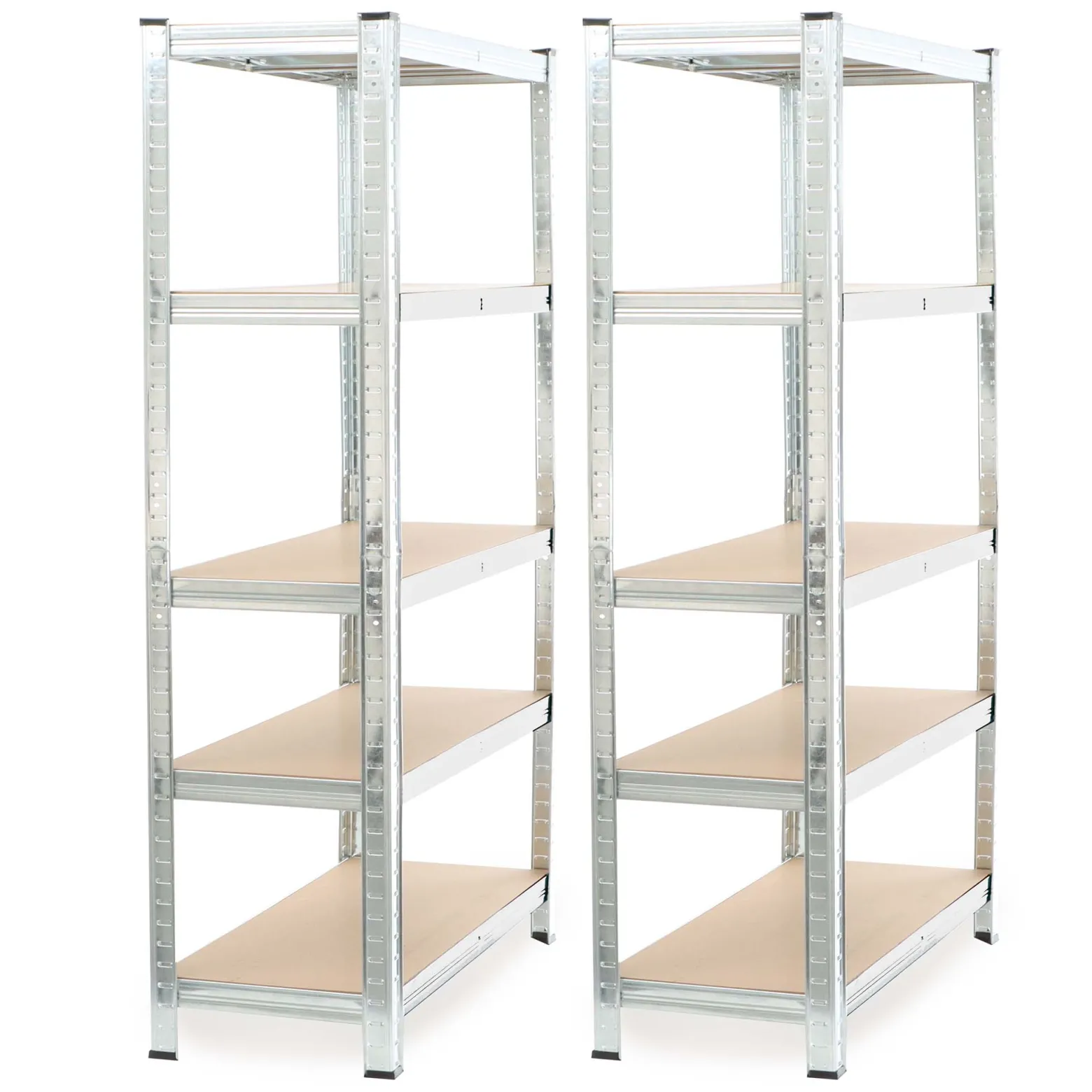 Wiltec Set 2x Schwerlastregal 180x90x45cm, 875 kg Gesamtlast, Steckregal verzinkt aus Stahl, Lastenregal mit 5 Ablagen, Werkstattregal