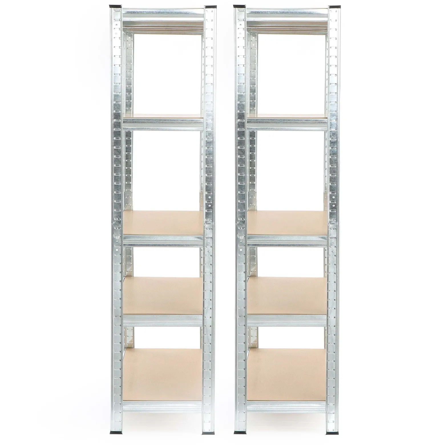 Wiltec Set 2x Schwerlastregal 180x90x45cm, 875 kg Gesamtlast, Steckregal verzinkt aus Stahl, Lastenregal mit 5 Ablagen, Werkstattregal
