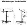 Wiltec SET XXL Plattenheber bis max. 68 kg + 140 cm Verlängerung, Höhe 140-465 cm, max. Breite 2,90 m, Montagehilfe für Trockenbau, Paneelheber mit 3 Rädern, schwarz