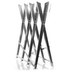 Wiltec Sägebock verzinkt klappbar, 80x80x79 cm, mit 4 Haltern, Haltegriffen und Zahnung, Holzschneidebock als Sägehilfe, bis 150 kg