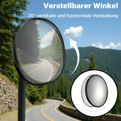 Wiltec Sicherheitsspiegel 45 cm konvex Schwarz, runder Überwachungsspiegel mit 160° Sichtfeld, Konvexspiegel für Innenbereiche