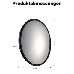 Wiltec Sicherheitsspiegel 45 cm konvex Schwarz, runder Überwachungsspiegel mit 160° Sichtfeld, Konvexspiegel für Innenbereiche