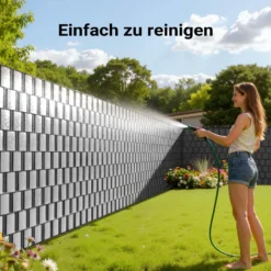 Wiltec Sichtschutz Streifen, 35mx19cm grau aus PVC 450g/m², mit 20 Clips, Zaunfolie