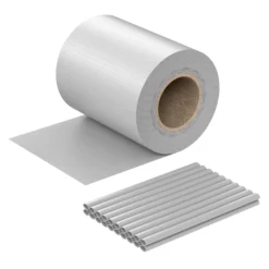 Wiltec Sichtschutz Streifen, 35mx19cm grau aus PVC 450g/m², mit 20 Clips, Zaunfolie