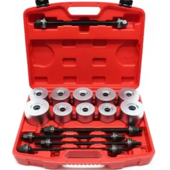 Wiltec Silentlager Abzieher Satz 27 teilig, Ausdrücker für Achslager, Werkzeug für Silentlager mit 22 Hülsen M10-M18 und 5 Spindeln