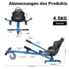 Wiltec Sitzscooter Blau, verstellbarer Kartsitz für Elektroscooter bis 120 kg, Sitzscooter kompatibel mit Hoverboards, ergonomischer Sitz