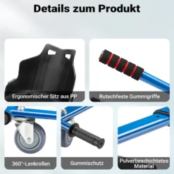 Wiltec Sitzscooter Blau, verstellbarer Kartsitz für Elektroscooter bis 120 kg, Sitzscooter kompatibel mit Hoverboards, ergonomischer Sitz
