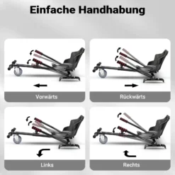 Wiltec Sitzscooter Schwarz, verstellbarer Kartsitz für Elektroscooter bis 120 kg, Sitzscooter kompatibel mit Hoverboards, ergonomischer Sitz