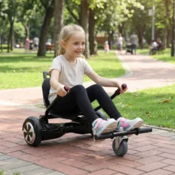 Wiltec Sitzscooter Schwarz, verstellbarer Kartsitz für Elektroscooter bis 120 kg, Sitzscooter kompatibel mit Hoverboards, ergonomischer Sitz