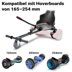 Wiltec Sitzscooter Schwarz, verstellbarer Kartsitz für Elektroscooter bis 120 kg, Sitzscooter kompatibel mit Hoverboards, ergonomischer Sitz