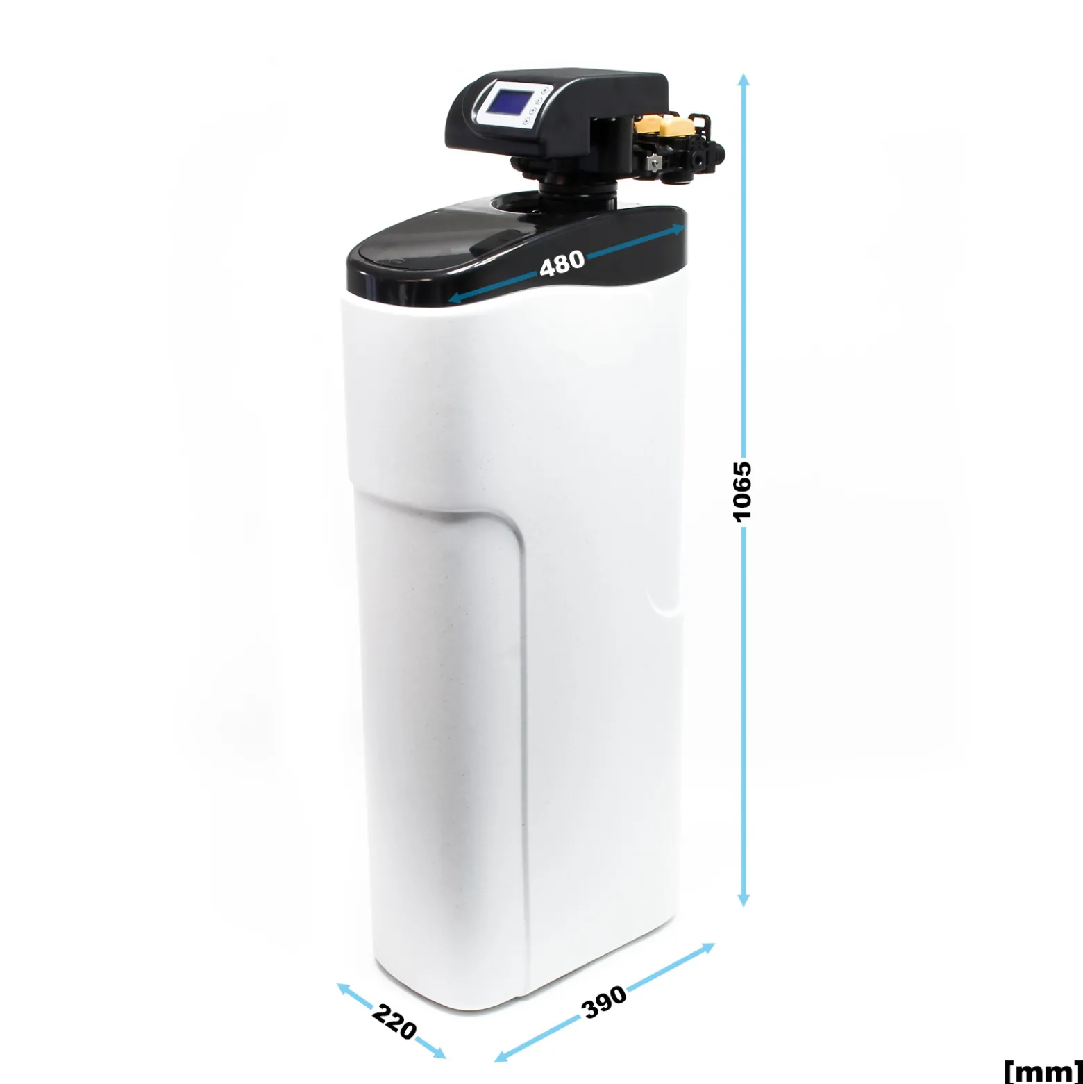 Wiltec SOFT-D Wasserenthärtungsanlage, Wasserentkalkung mit 1000 l/h, Entkalkungsanlage mit Ionentauscher, Wasserenthärter mit 30 l Soletank