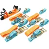 Wiltec Spanngurte 4er Set für den Autotransport, 35mm x 3,5m, 3000 daN, Zurrgurte zur Radsicherung, ideal für Autotransport