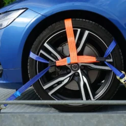 Wiltec Spanngurte 4er Set für den Autotransport, 35mm x 3,5m, 3000 daN, Zurrgurte zur Radsicherung, ideal für Autotransport