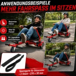Wiltec Spanngurte für Sitzscooter 270 x 30 mm, 2 Stück Ersatzgurt zur Verbindung von Board und Sitz, Ersatzriemen mit Klettverschluss