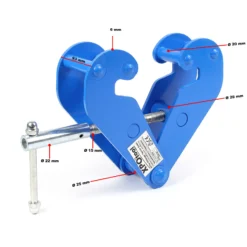 Wiltec Spindelklemme mit 2 t Tragkraft und 75-230 mm Flanschbreite, Trägerklemme zum Heben von Lasten, Flanschklemme für H-Balken, Doppel-T-Träger