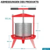 Wiltec Spindelpresse 14 L Obstpresse aus Edelstahl 66x58x47cm, einfach zu reinigen zum Herstellen von Apfelsaft Obstsaft Beerenpresse Weinpresse
