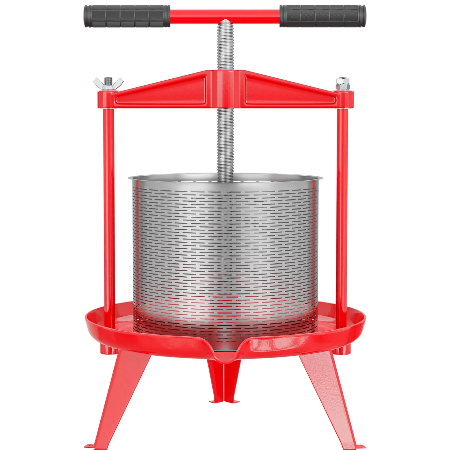 Wiltec Spindelpresse 14 L Obstpresse aus Edelstahl 66x58x47cm, einfach zu reinigen zum Herstellen von Apfelsaft Obstsaft Beerenpresse Weinpresse