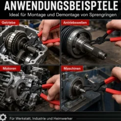 Wiltec Sprengring Zange 11 teilig, 12,7-203 mm, Seegeringzange für Außenringe und Innenringe, Sicherungszangen Set im Koffer