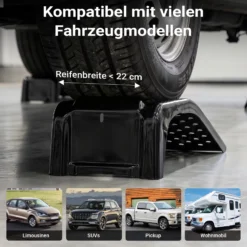 Wiltec Stahl Auffahrrampen Paar 3,6 t für PKW, 200 mm Hubhöhe und 235 mm Breite, stapelbare Autorampe, Verladerampe für Auto, Motorrad, ATV und Quad