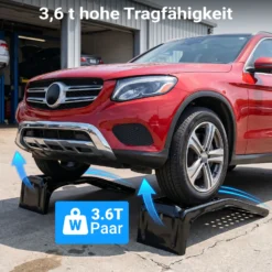 Wiltec Stahl Auffahrrampen Paar 3,6 t für PKW, 200 mm Hubhöhe und 235 mm Breite, stapelbare Autorampe, Verladerampe für Auto, Motorrad, ATV und Quad
