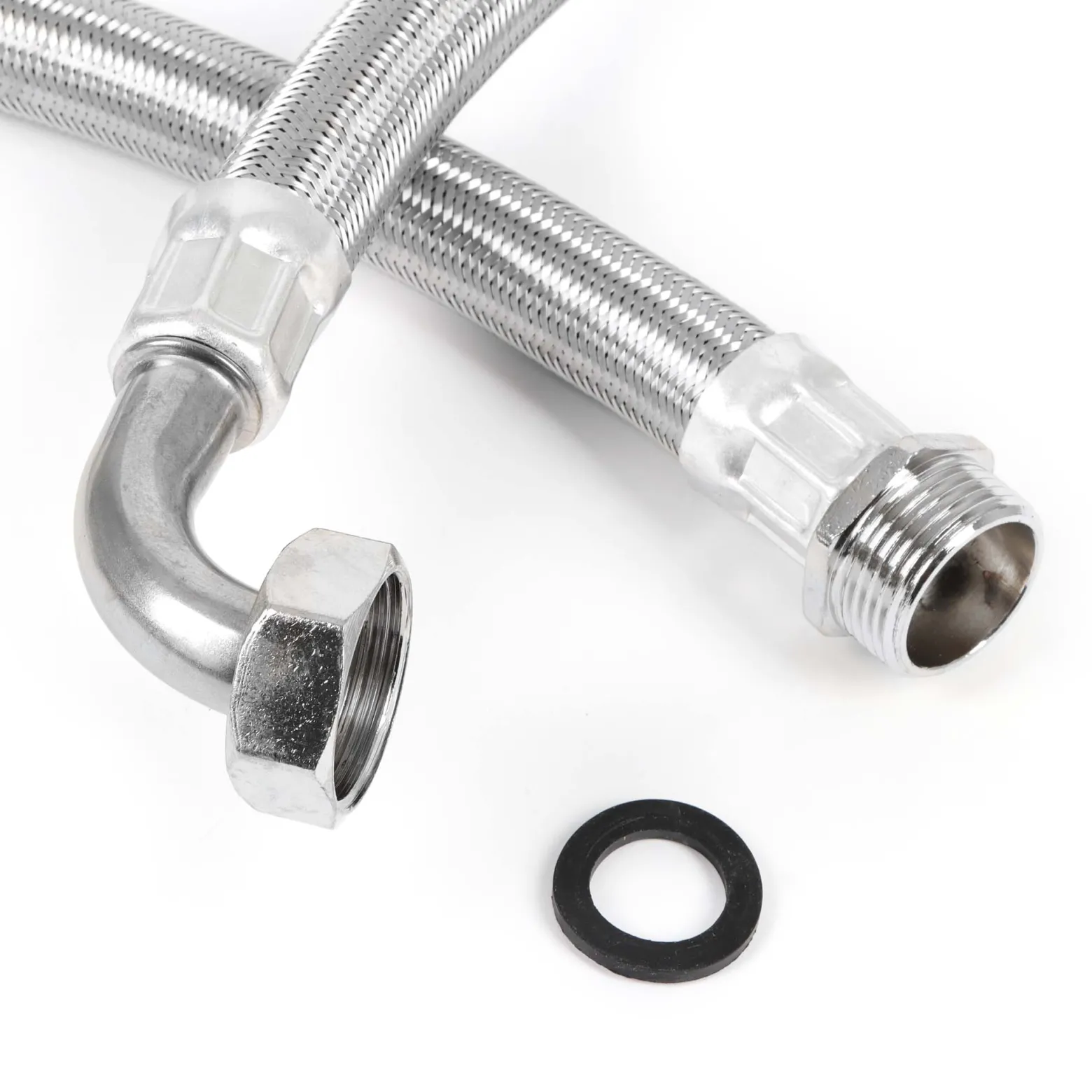 Wiltec Stahlflex Wasserschlauch 0,5 m DN25 33,7 mm, Panzerschlauch für Pumpe, Hauswasserwerke und Druckkessel