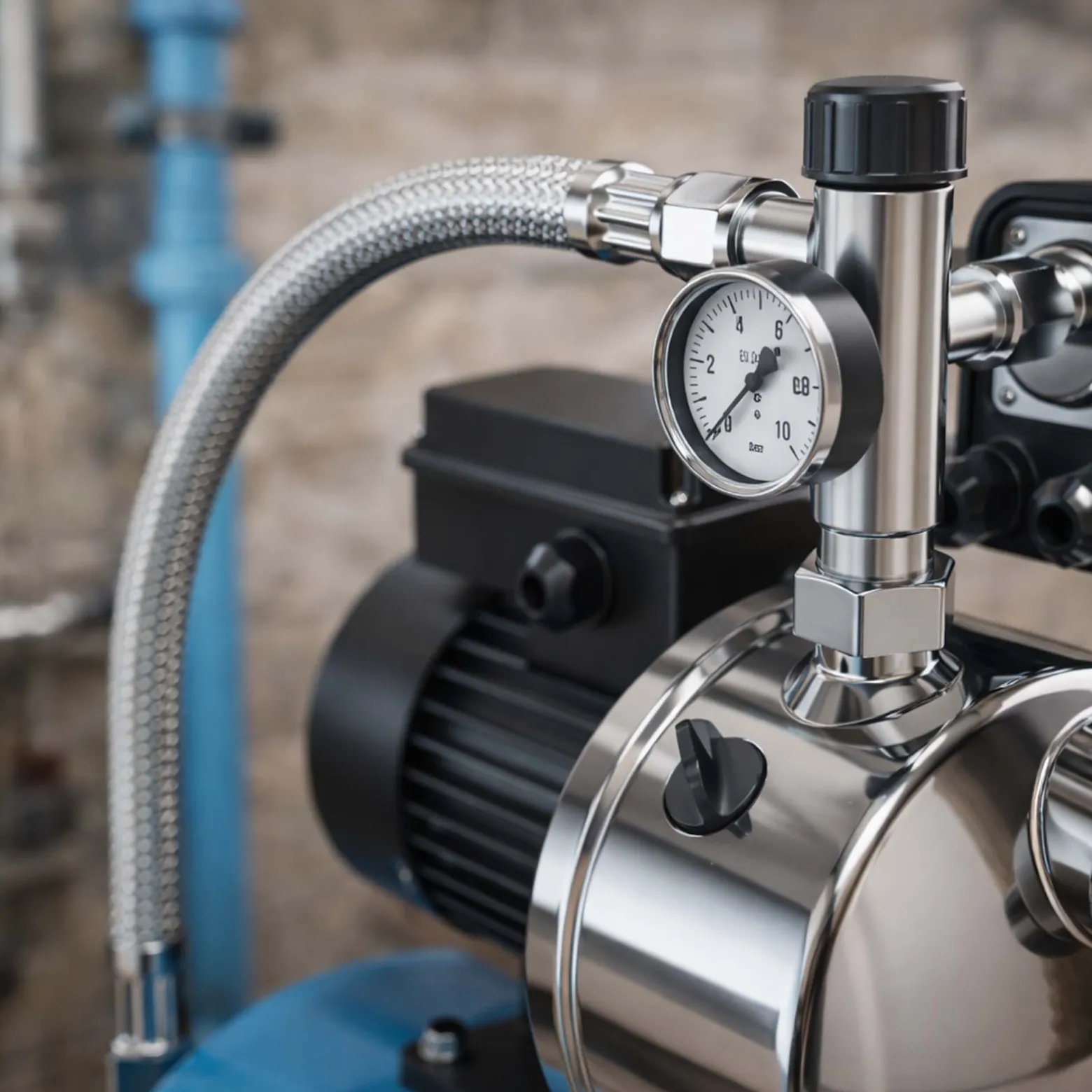 Wiltec Stahlflex Wasserschlauch 0,5 m DN25 33,7 mm, Panzerschlauch für Pumpe, Hauswasserwerke und Druckkessel