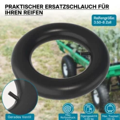 Wiltec Standard Schlauch für Reifen Größe 3.50-8, bis 130 kg Traglast, mit geradem Ventil TR13 für Schubkarren, Sackkarren und E-Scooter