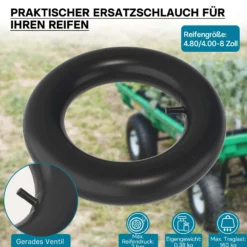 Wiltec Standard Schlauch für Reifen Größe 4.00-8, bis 160 kg Traglast, mit geradem Ventil TR13 für Schubkarren, Sackkarren und E-Scooter