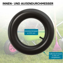 Wiltec Standard Schlauch für Reifen Größe 4.00-8, bis 160 kg Traglast, mit geradem Ventil TR13 für Schubkarren, Sackkarren und E-Scooter