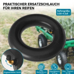 Wiltec Standard Schlauch für Reifen Größe 3.00/3.50-4, bis 90 kg Traglast, mit abgewinkeltem Ventil TR87 für Schubkarren, Sackkarren und E-Scooter