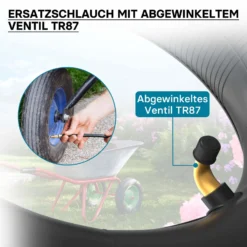 Wiltec Standard Schlauch für Reifen Größe 3.50-4, bis 100 kg Traglast, mit abgewinkeltem Ventil TR87 für Schubkarren, Sackkarren und E-Scooter