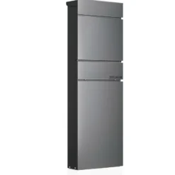 Wiltec Standbriefkasten mit Zeitungsrolle in Anthrazit 395 x 142 x 1150 mm aus Stahl, Briefkasten mit Zeitungsfach, Postkasten mit 2 Schlüssel