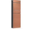 Wiltec Standbriefkasten mit Zeitungsrolle in Holzoptik 395 x 142 x 1150 mm aus Stahl, Briefkasten mit Zeitungsfach, Postkasten mit 2 Schlüssel