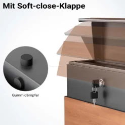 Wiltec Standbriefkasten mit Zeitungsrolle in Holzoptik 395 x 142 x 1150 mm aus Stahl, Briefkasten mit Zeitungsfach, Postkasten mit 2 Schlüssel