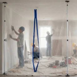 Wiltec Staubschutzwand 4 x 10 m, Renovierungs-Set Staubwand mit Reißverschluss für Folientür und Teleskopstangen 1,5-3,9 m, Trennwand für Renovierung