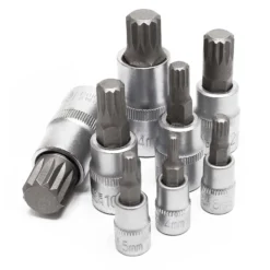 Wiltec Steckschlüsselsatz XZN Innen Vielzahn 8-tlg M4-M16 Nüsse Bits Werkzeug Set, hochwertige Steckschlüssel für Werkstatt, Stecknüsse für Schraubarbeiten