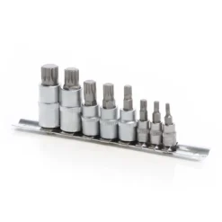 Wiltec Steckschlüsselsatz XZN Innen Vielzahn 8-tlg M4-M16 Nüsse Bits Werkzeug Set, hochwertige Steckschlüssel für Werkstatt, Stecknüsse für Schraubarbeiten