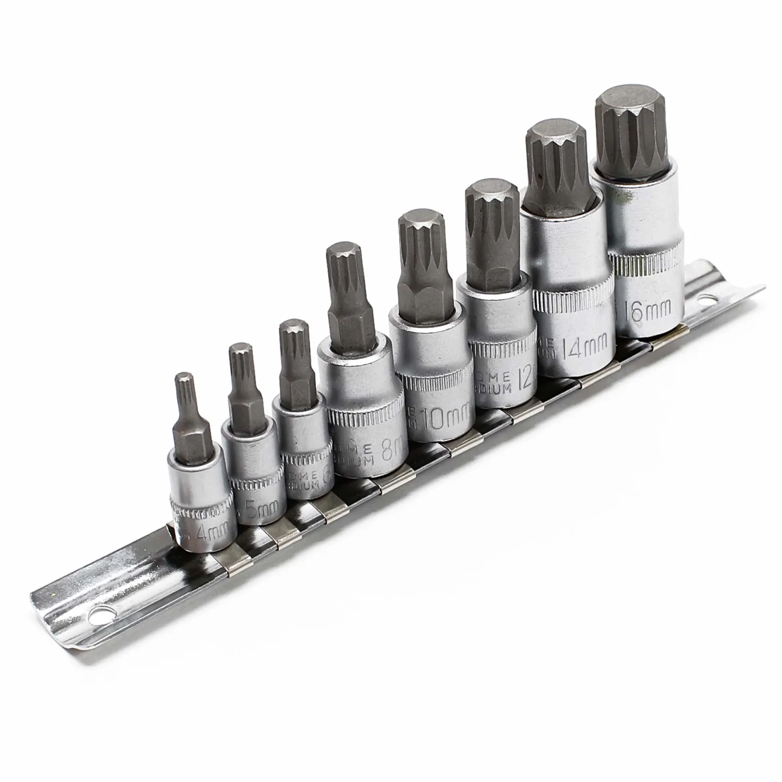 Wiltec Steckschlüsselsatz XZN Innen Vielzahn 8-tlg M4-M16 Nüsse Bits Werkzeug Set, hochwertige Steckschlüssel für Werkstatt, Stecknüsse für Schraubarbeiten