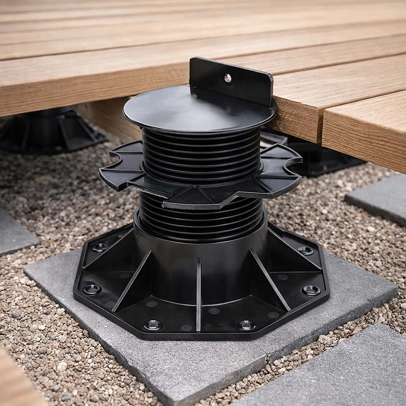 Wiltec Stelzlager für Terrassen, 2700kg, 60-128mm, höhenverstellbarer Stellfuß für Terrassendielen, Platten und Planken