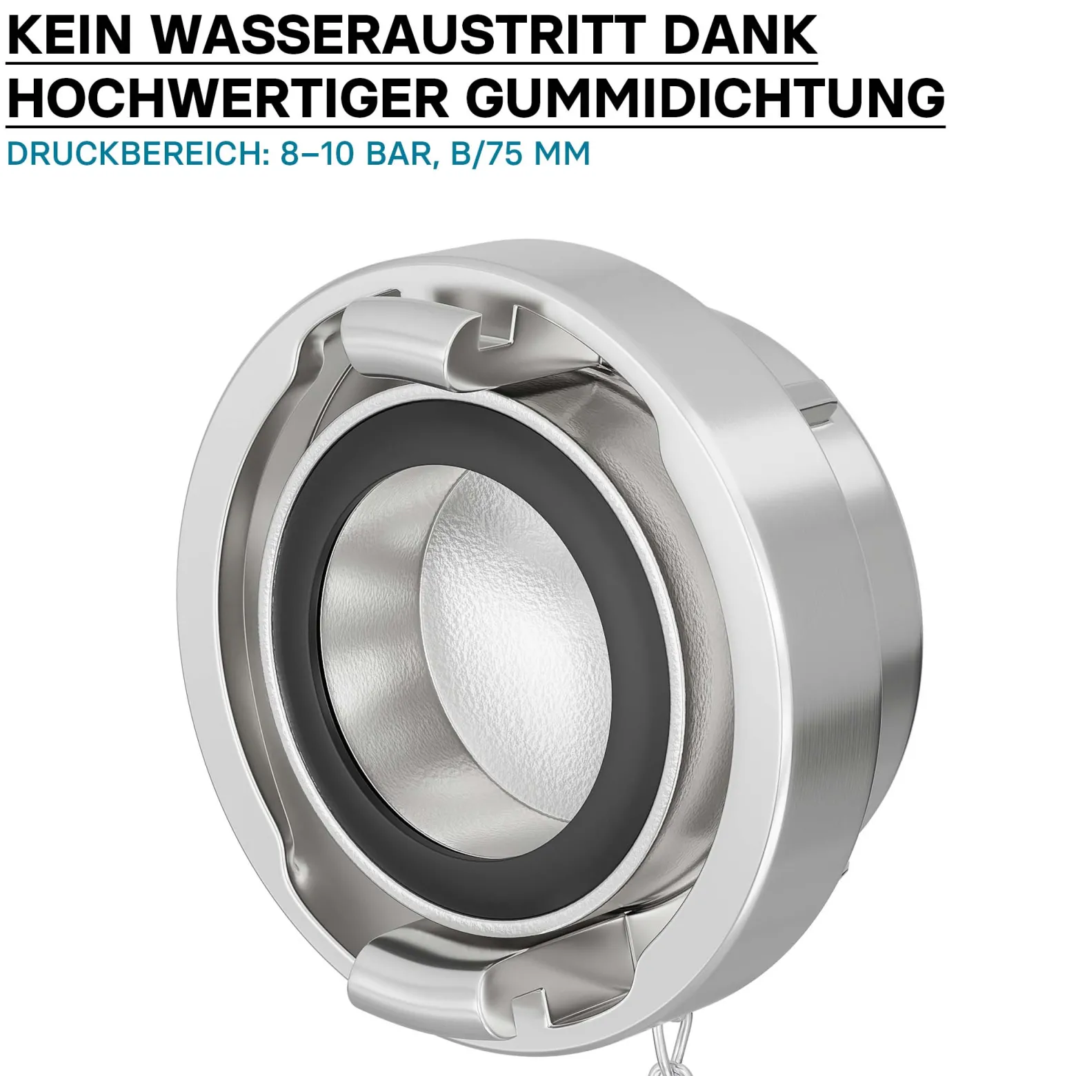 Wiltec Storz Blindkupplung B 75mm 3" mit Kette aus Aluminium zum temporären Verschließen von Storzabgängen